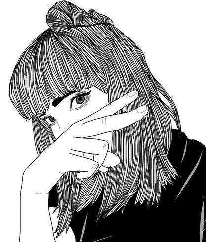 417x489 Drawing, Girl, Grunge, Outlines, Tumblr, First Set