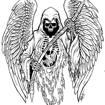 400x400 Grim Reaper Original Ink Drawing Online Store