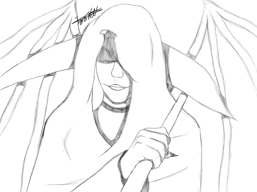 1024x768 Grim Reaper Sketch By Cyberorganicfreak