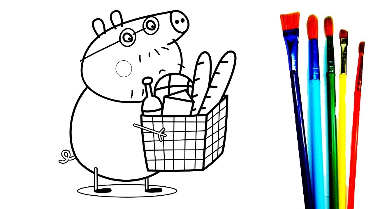 1280x720 Grocery Shopping Daddy Pig Peppa Pig Coloring Book Learning