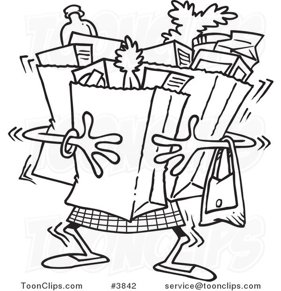 581x600 Cartoon Black And White Line Drawing Of A Lady Carrying Heavy