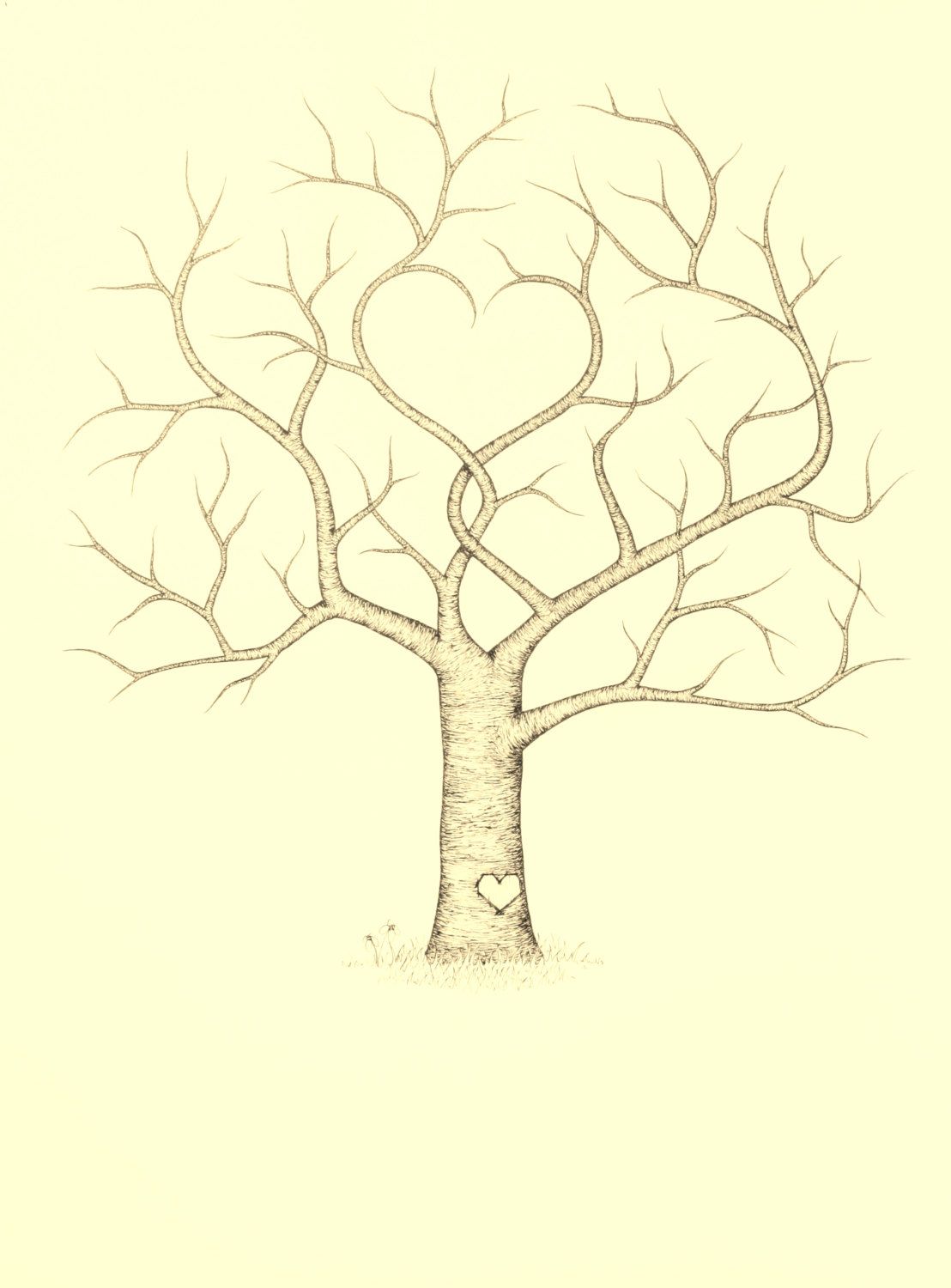 1108x1500 Original Hand Drawn Wedding Fingerprint Guest Tree (18 X 24 Inches