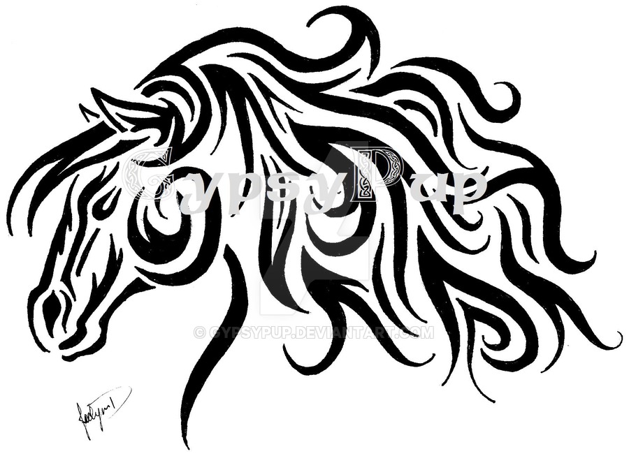 900x653 Tribal Horse Head By Gypsypup