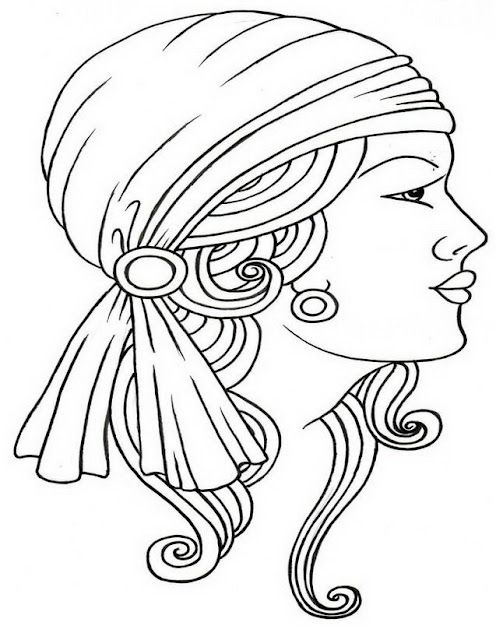 496x640 Gypsy Line Drawing Gypsy Woman Embroidery