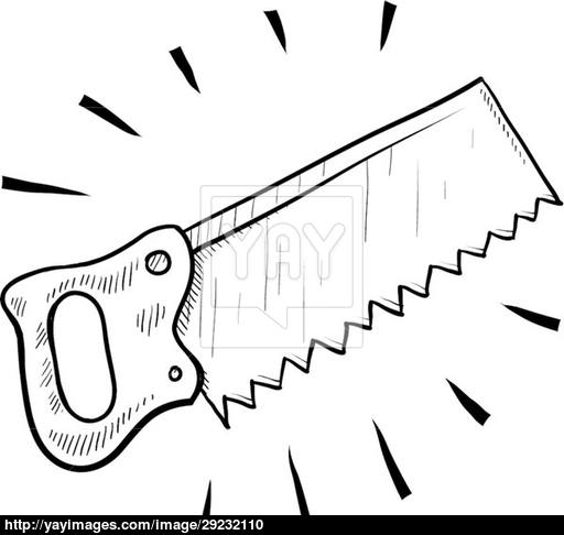 512x486 Wood Saw Sketch Vector