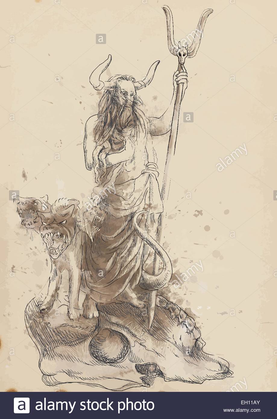 919x1390 An Hand Drawn Vector Illustrations In Ancient Greek Myths Hades