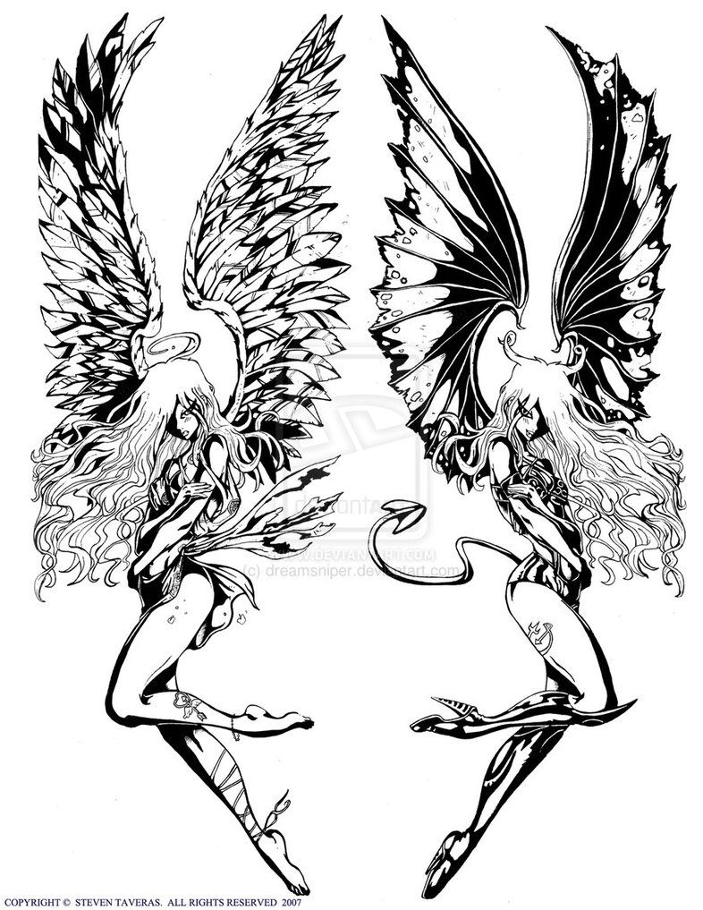786x1017 Demon And Angel Tattoo Drawings