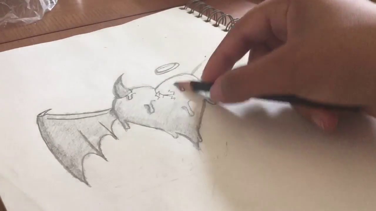 1280x720 Speed Drawing A Half Angel Half Devil Heart