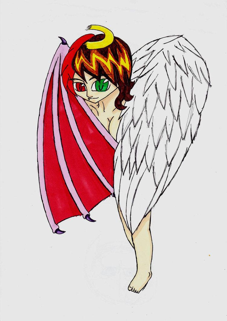 752x1063 Half Angel Half Demon By Eagla The Eagle