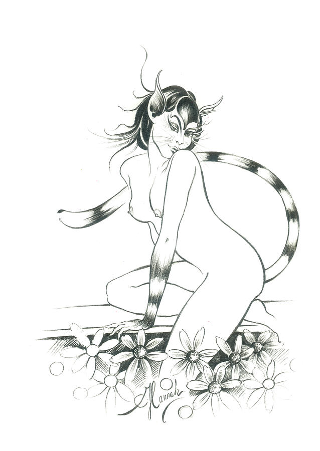 638x900 Half Wild Cat Drawing By Anna Ewa Miarczynska