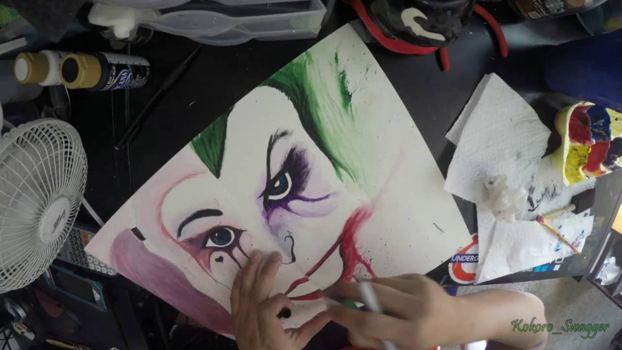 1280x720 Acrylic Painting Of Harley Quinn And Joker