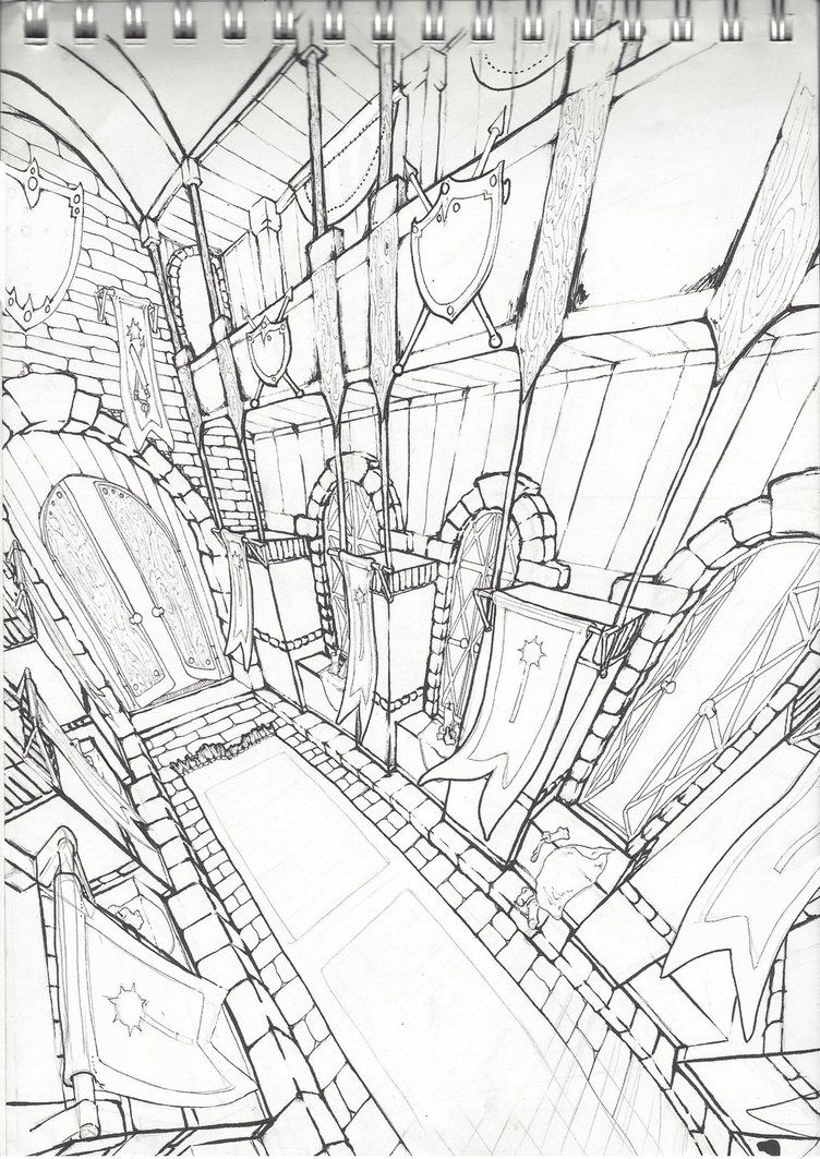 752x1063 Medieval Hallway (Wip) By The13thcat On Dibujo