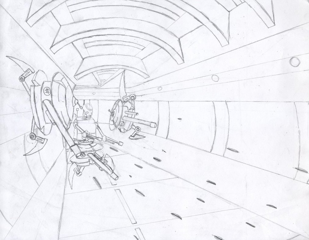 1014x788 Star Wars Hallway With Droids By Minemech20000