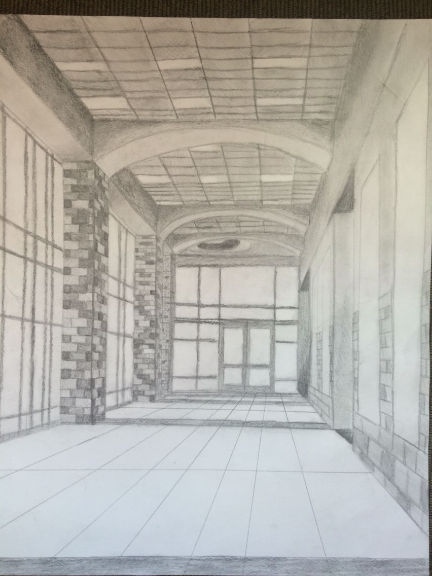 852x1136 One Point Perspective Hallway Drawing Advanced Studio Art