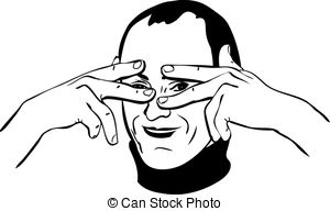 300x192 Man Covering Eyes With Hands. Hand Drawn Vector Isolated On White.