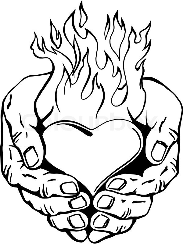 600x800 Drawn Fire Hand Holding