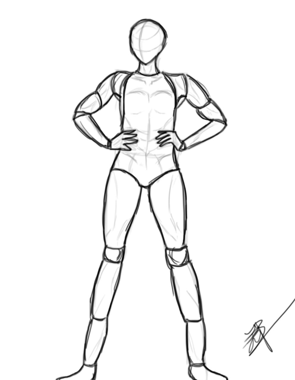 992x1276 Hands On Hips Pose Drawing