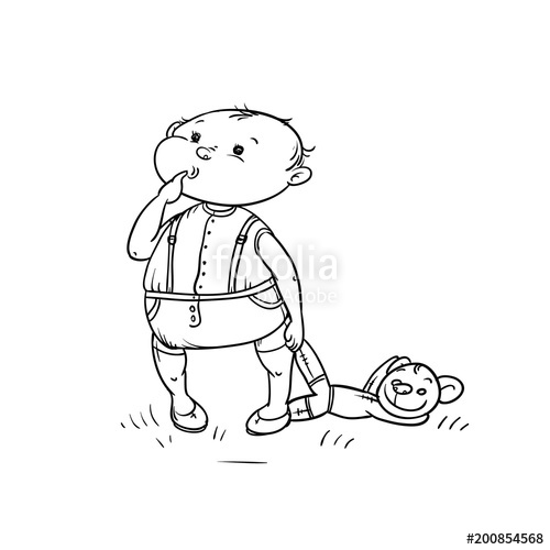 500x500 Vector Sketch Little Boy Looks With Curiosity And Stuck Finger