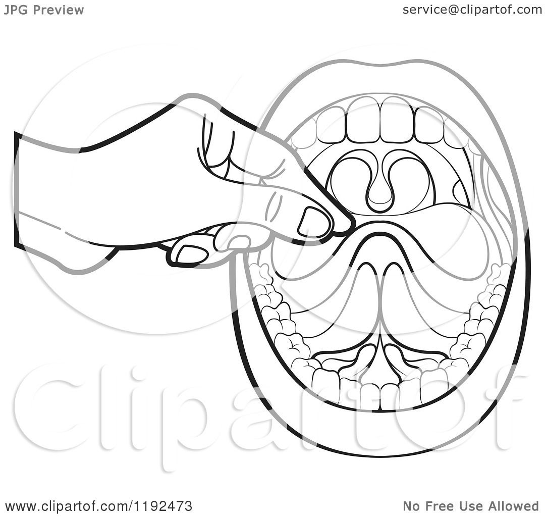 1080x1024 Clipart Of A Black And White Hand Over An Open Mouth