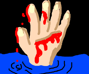 300x250 Bleeding Hand Reaching Out Of Water