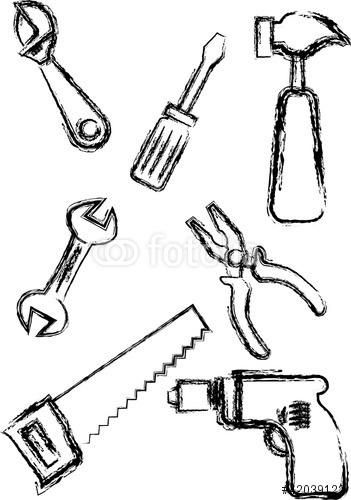 351x500 Hand Tools List Drawing