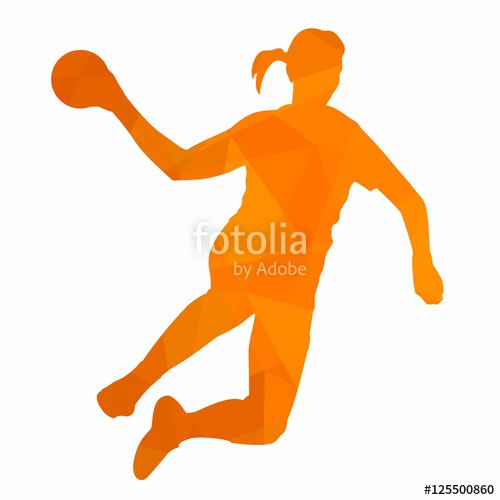 500x500 Silhouette Woman Handball Player. Vector Drawing Stock Image