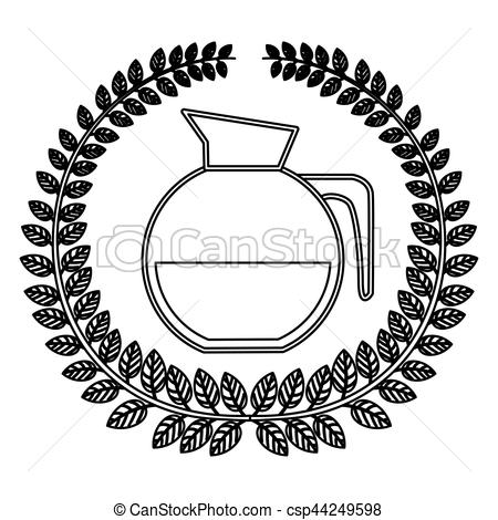 450x470 Silhouette Crown Of Leaves With Rounded Glass Jar Of Coffee Eps