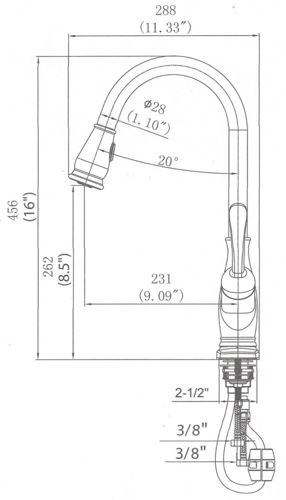 572x1000 Single Handle Pull Down Kitchen Faucet Ksk1114c Oakland