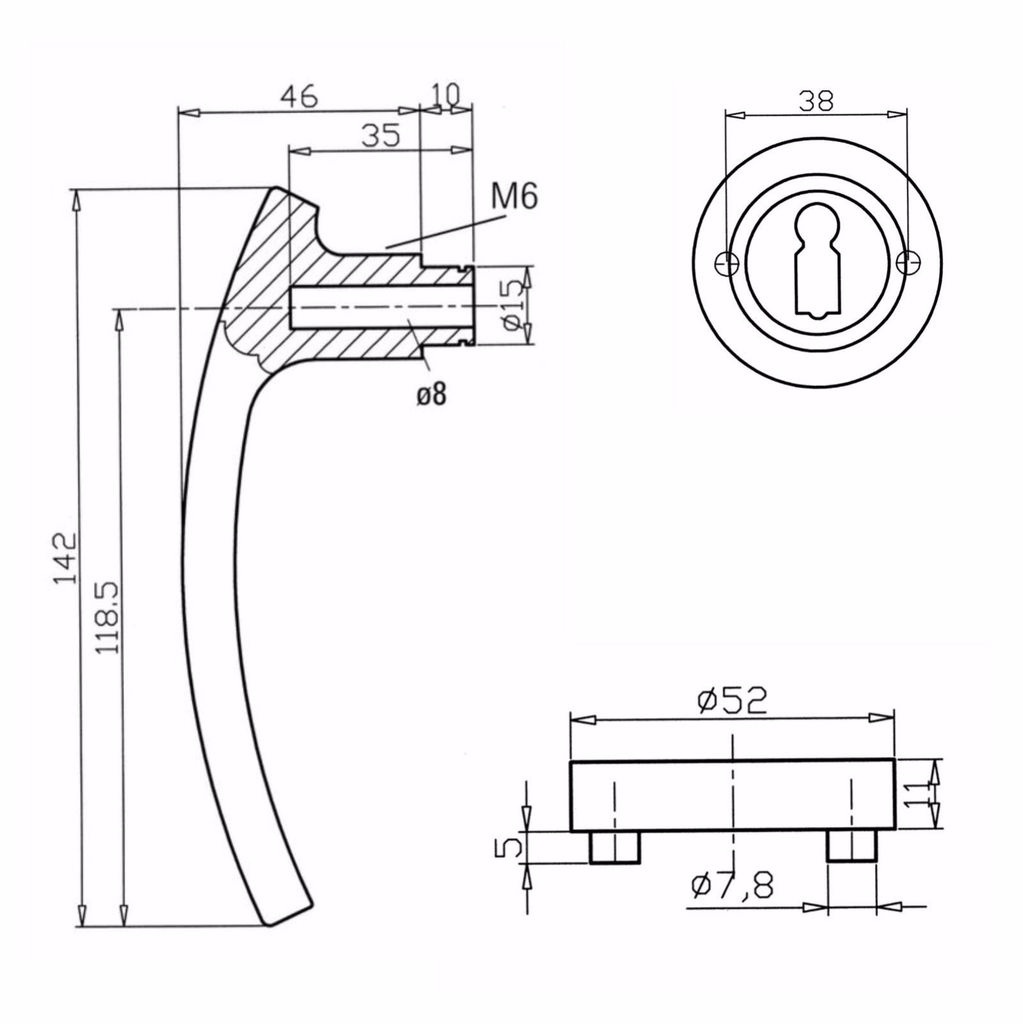 1023x1024 Bathroom Wc Door Handle Pair