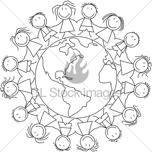 500x500 Kids Holding Hands On World , Kids Illustration Childrens Dr Gl