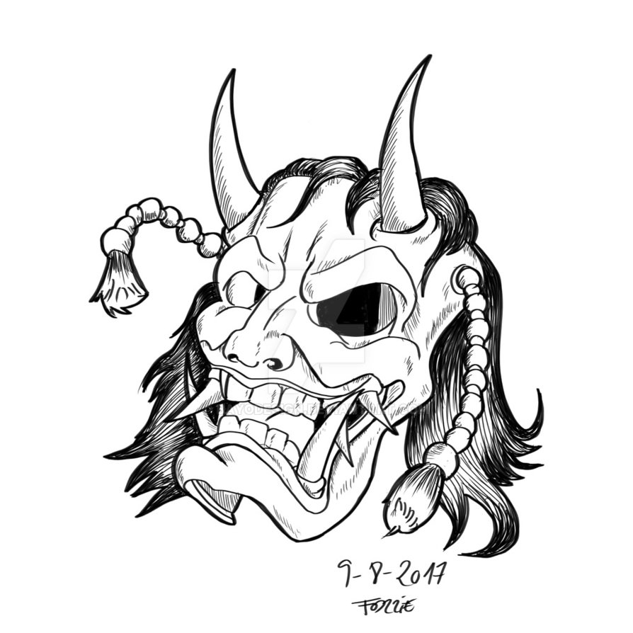 894x894 Hannya Mask. Daily Sketch 124. By Bayodesign