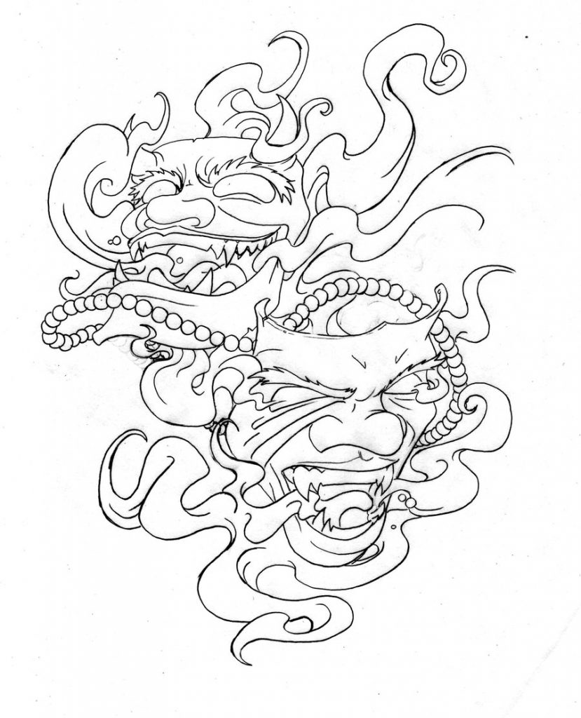 Hannya Mask Drawing at GetDrawings | Free download