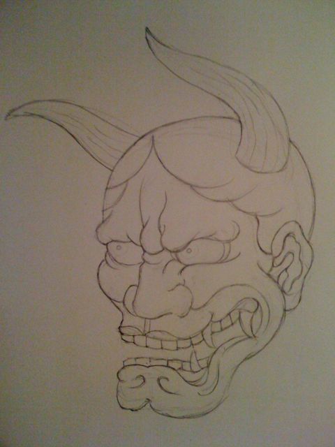 480x640 Forrest Hannya Mask Drawing. Tattoo Forrest