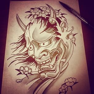 306x306 Hannya Mask Drawing