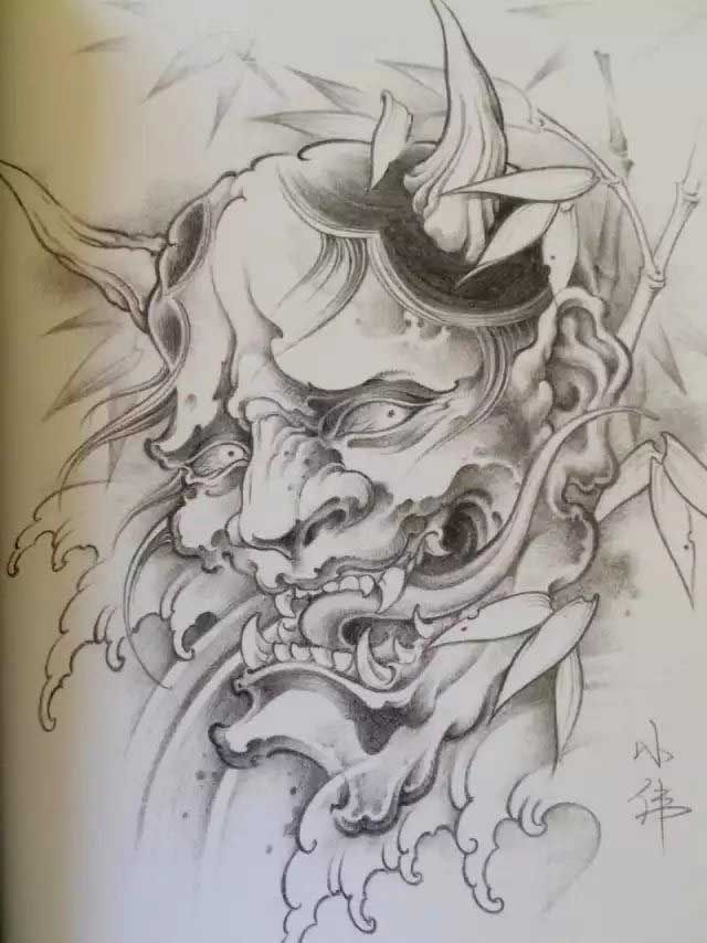 640x854 Hannya Mask Drawing
