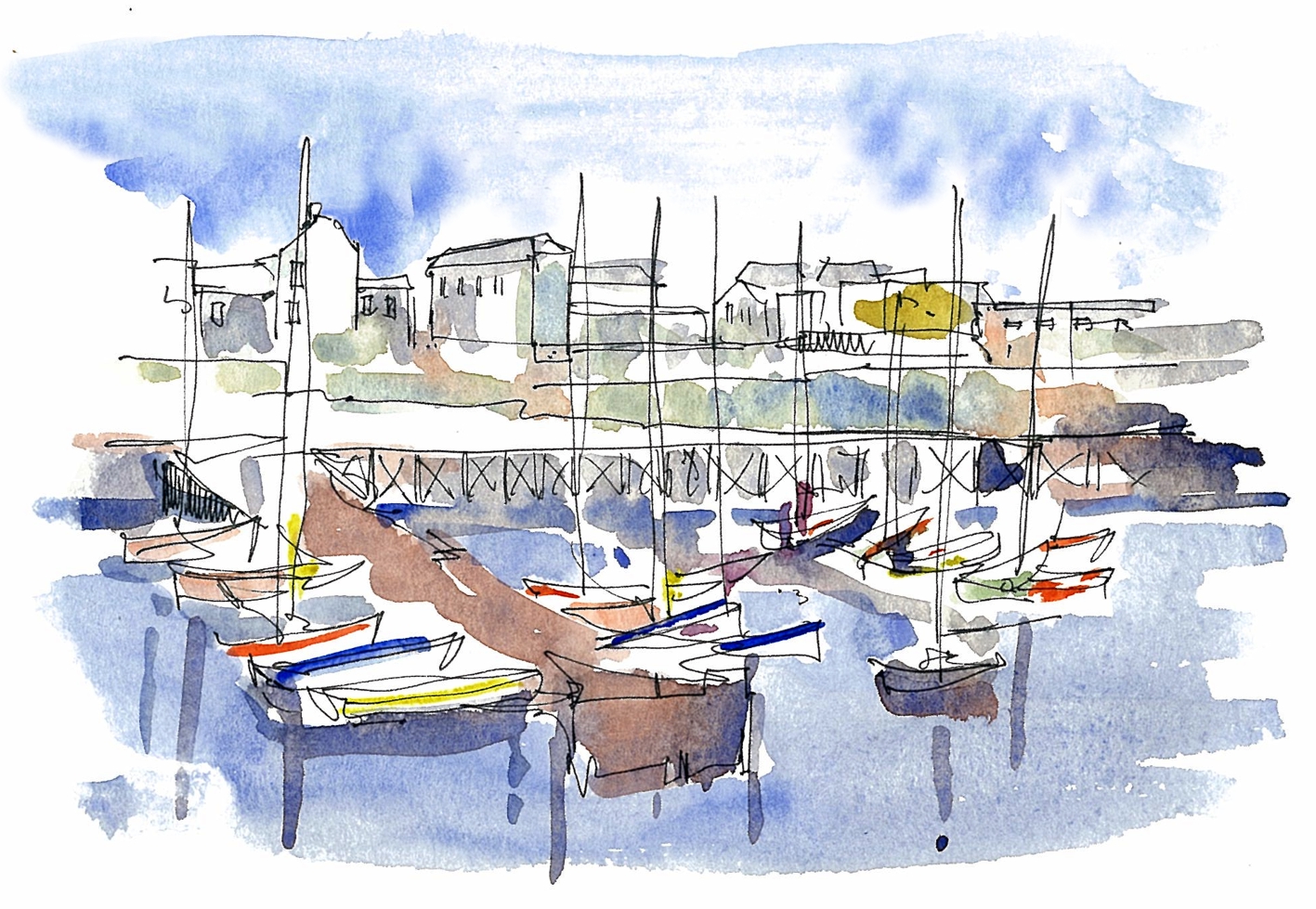 1417x979 Bridlington Harbour Sketch Drawn In Yorkshire
