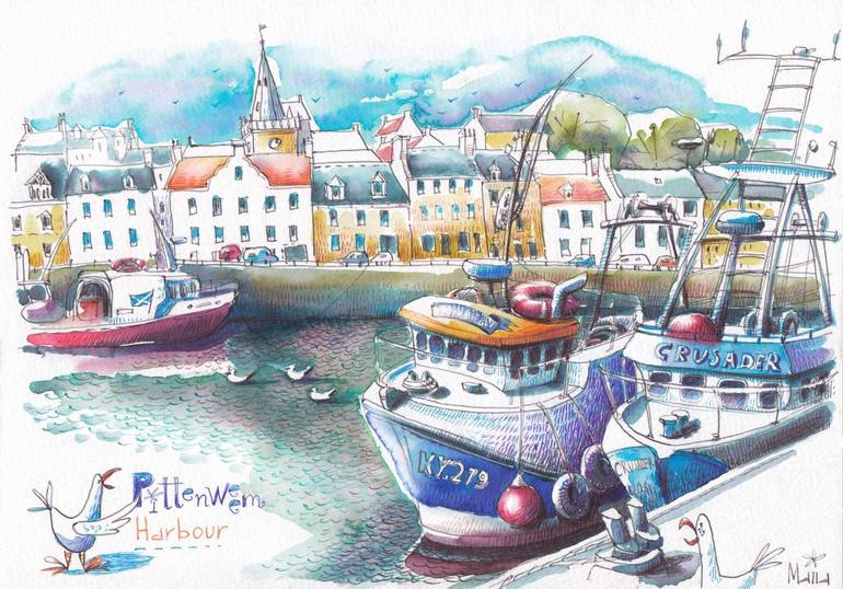 770x538 Saatchi Art Pittenweem Harbour. Drawing By Vysotska