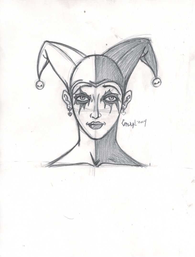 816x1076 Harley Quinn Face Sketch By Tefenthescorpion