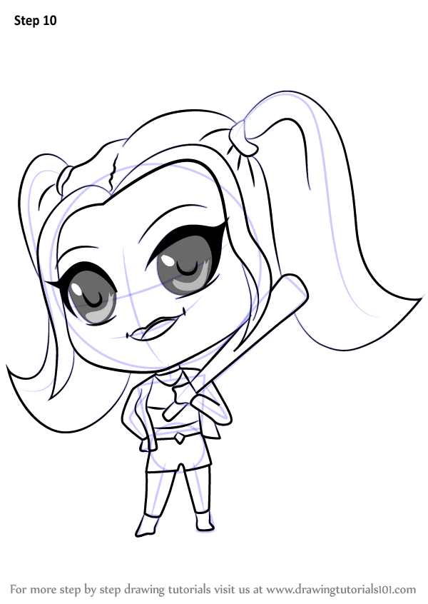 600x846 Learn How To Draw Chibi Harley Quinn (Chibi Characters) Step By
