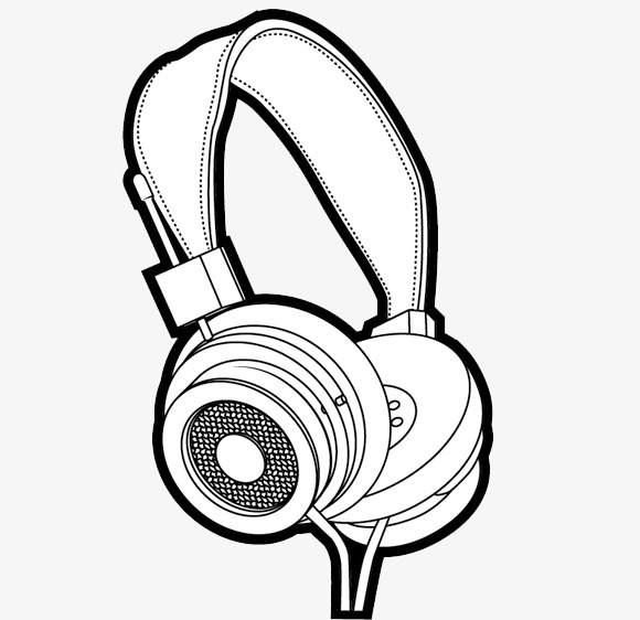 580x562 Hand Drawn Headphones, Headset Line Drawing, Freehand Line Drawing