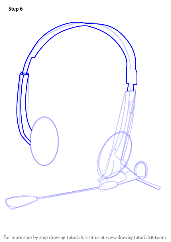 600x846 Learn How To Draw Headphones With Microphone (Musical Instruments
