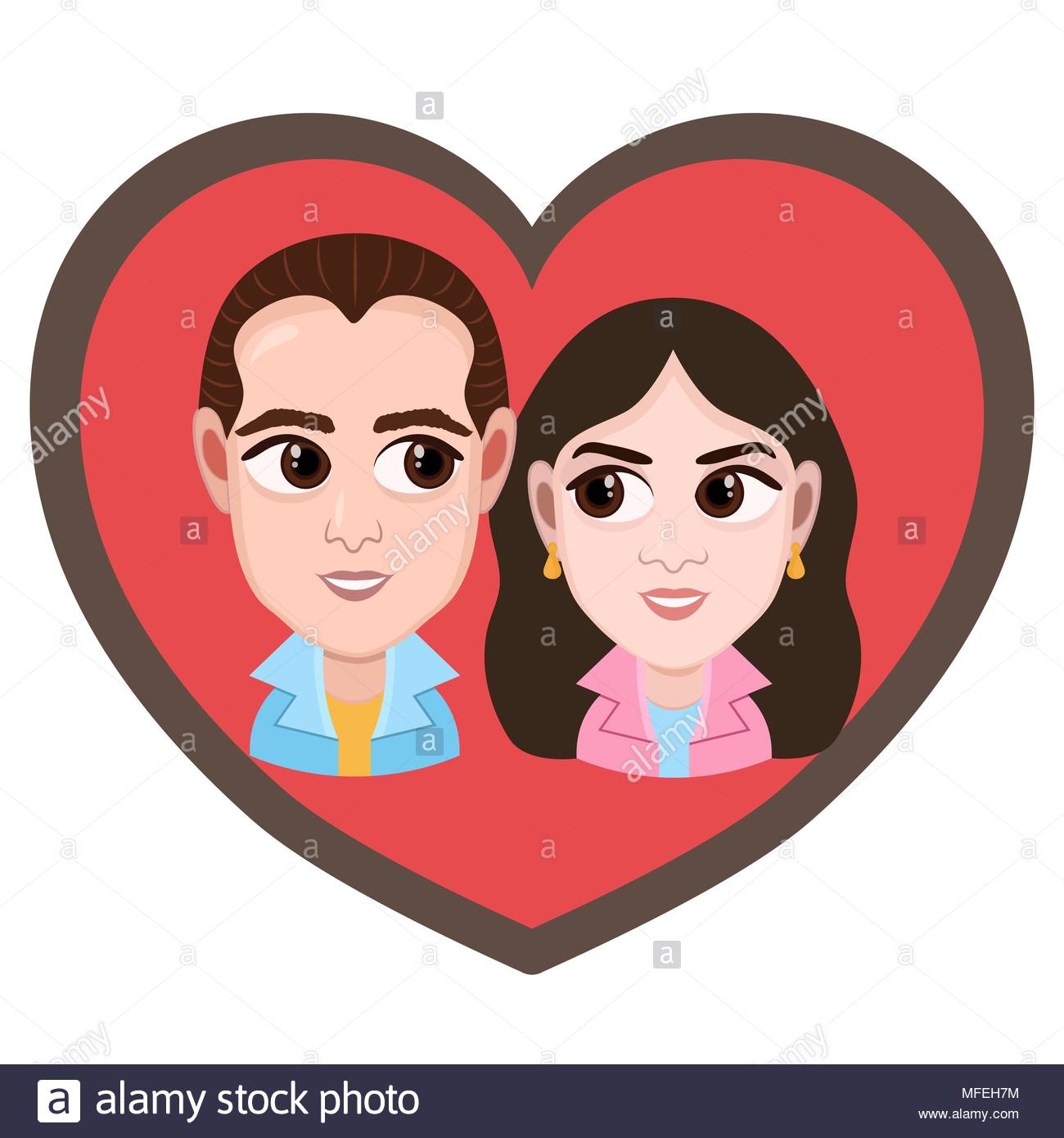 1300x1390 Cartoon Character, Vector Drawing Portrait Lovers Couple Boy
