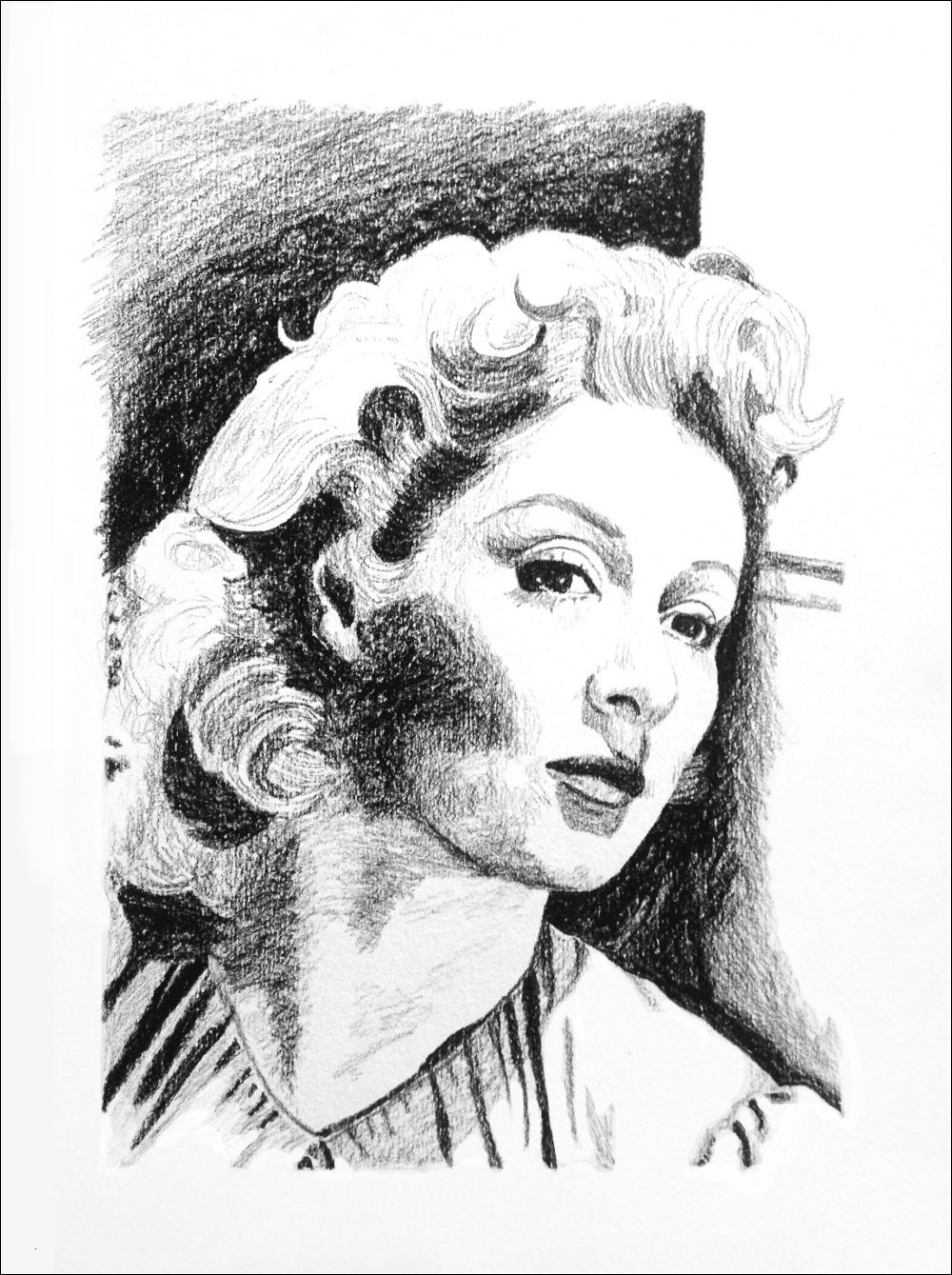 1000x1339 Classic (Greer Garson), 9 X 12 In, Charcoal On Heavy Paper, Print