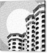 163x186 Dotted Drawing Of Architecture Building High Rise Windows Painting