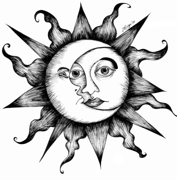 600x610 Sun And Moon Art Hippie