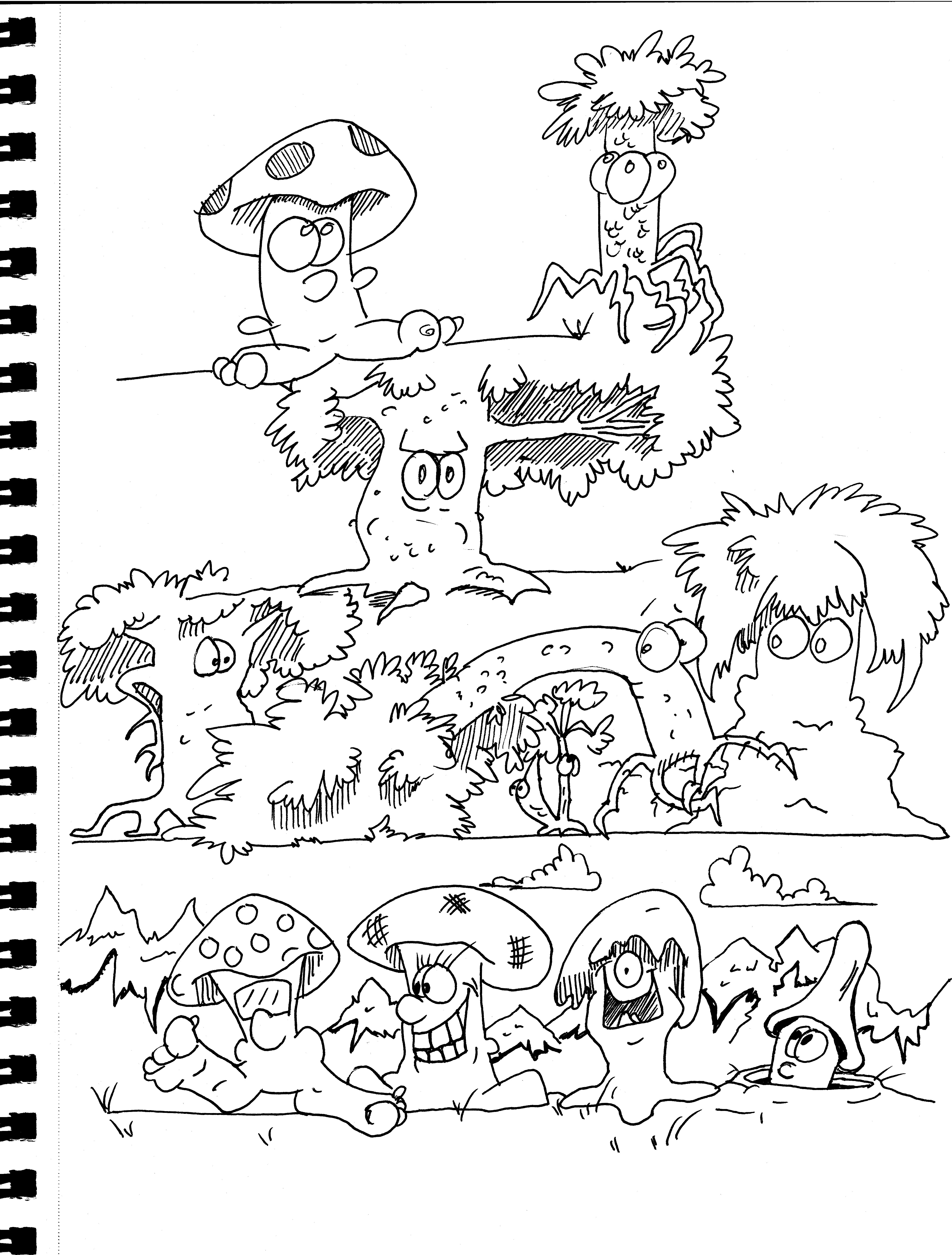 4956x6534 Mushrooms, Trees That Look Lsd Inspired Doodles, Boon, Cartoons