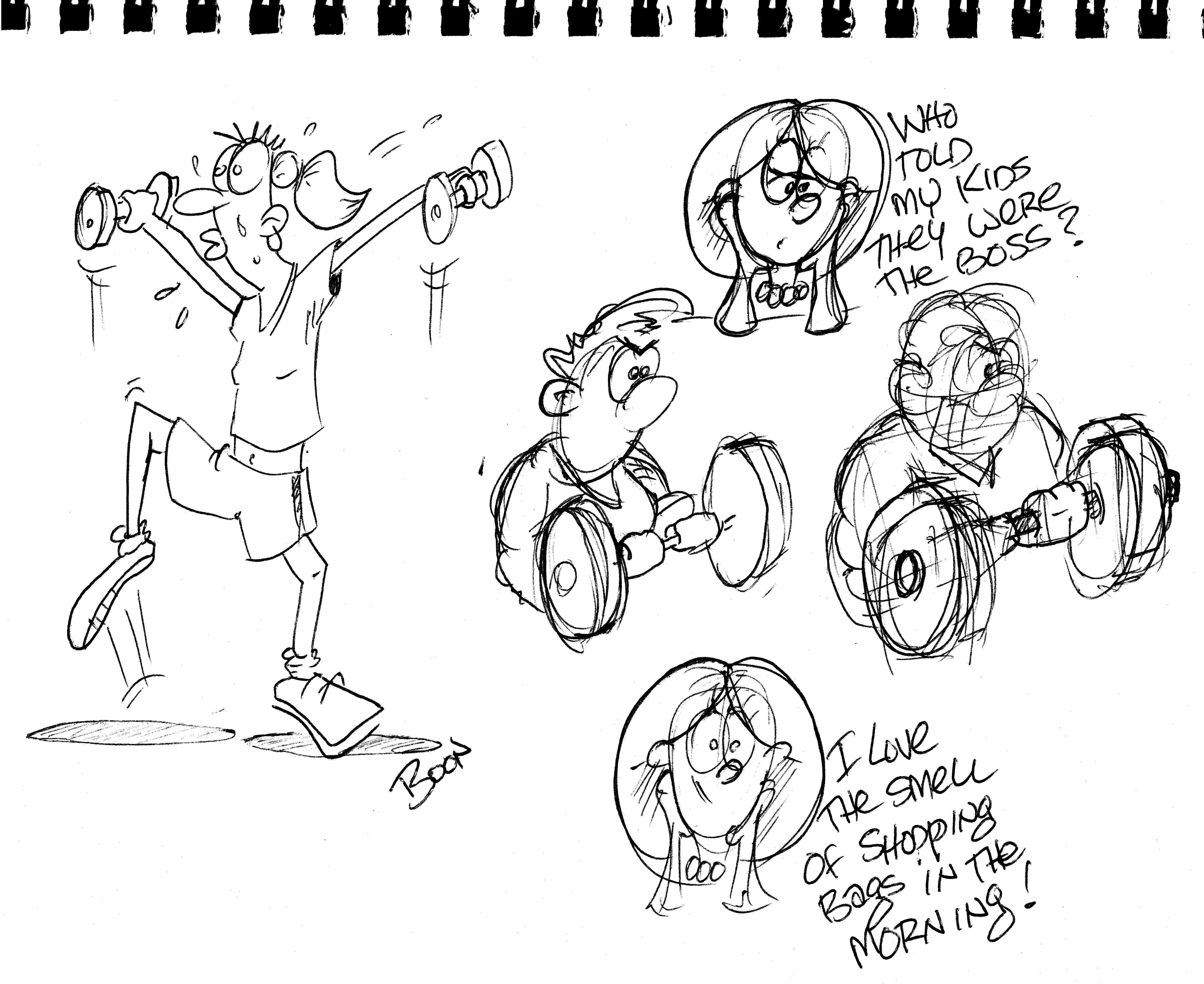 5700x4656 Crazy Workout Mom Inspired This Doodle. Boon, Cartoons, Cartoonist