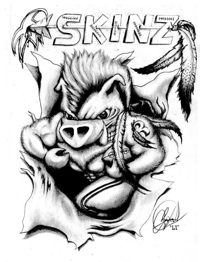 695x900 Football Hog Drawing By Eddy Pineda