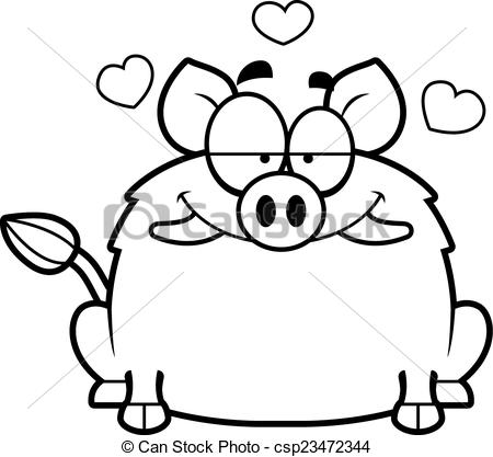 450x417 Little Boar In Love. A Cartoon Illustration Of A Boar In Eps