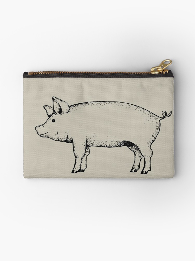 750x1000 Pig Outline Art Standing Pig Hog Drawing Studio Pouches By